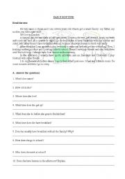 English Worksheet: Daily routine