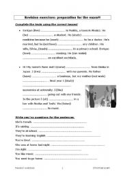 English Worksheet: Revision exercises