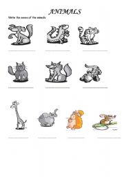 English worksheet: animals