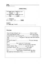 English worksheet: First and second conditional