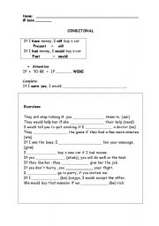 English Worksheet: First and second conditional