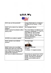 English worksheet: U.S.A. Teachers version