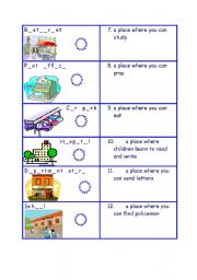 English Worksheet: town buildings page 2