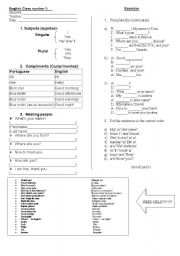English Worksheet: Iniciation class