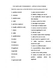 English Worksheet: Application form