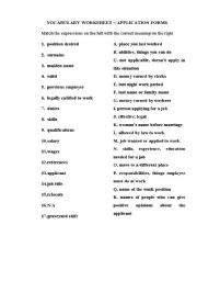 English Worksheet: Application form