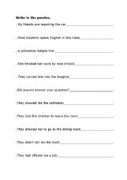 English worksheet: passives