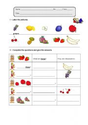 English worksheet: fruit