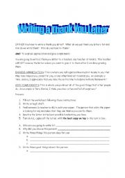 English Worksheet: Writing a Thank you letter