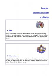 English Worksheet: Ideas for debates and conversation classes (5 pages)