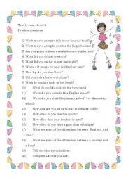 English Worksheet: Conversation questions Trinity 4