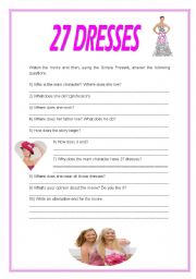 English Worksheet: 27 dresses