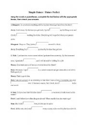 English Worksheet: worksheet future perfect