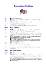 English Worksheet: The American presidency (summary of main events and presidents from 1933 to 2006)