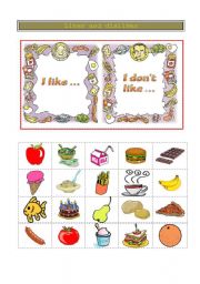 English Worksheet: Likes and dislikes game