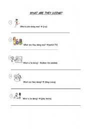 English worksheet: WHAT ARE THEY DOING?