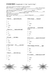 English Worksheet: a,an,some,any