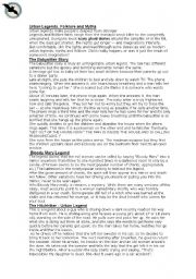 English Worksheet: Urban legends