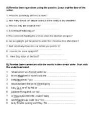 English worksheet: Passive Exercises