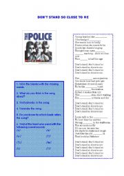 English Worksheet: The Police - Dont Stand so Close to me