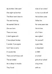 English Worksheet: Vocabulary - split sentences