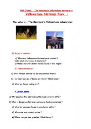 English Worksheet: Bears in Yellowstone National Park 