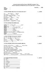 English Worksheet: exam for elementary classes