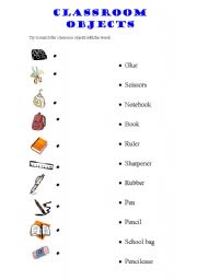 English Worksheet: Classroom Objects