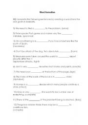 English worksheet: Word formation