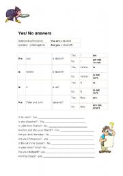 English worksheet: YES-NO ANSWERS