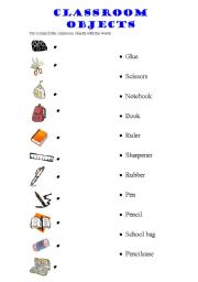 English Worksheet: Classroom Objects