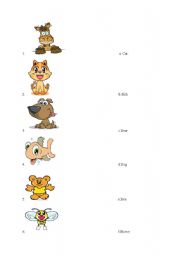 English Worksheet: animal match