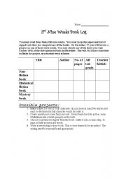 English worksheet: Book Report/project