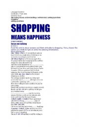 English Worksheet: Shopping means happiness
