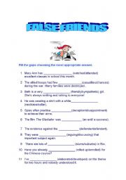 English Worksheet: FALSE fRIENDS