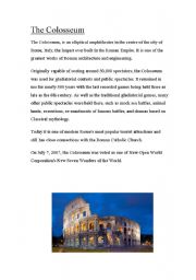 English Worksheet: The Colosseum