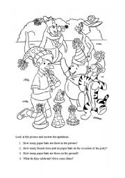 English worksheet: Poohs party - counting