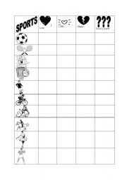 English worksheet: I like sports