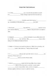 English worksheet: Simple past/Past continuous