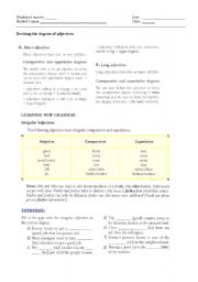 English Worksheet: Degrees of adjectives