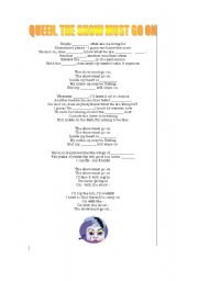English Worksheet: The Show must go on, by Queen