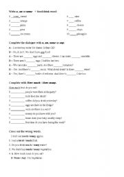 English Worksheet: a,an, some, any