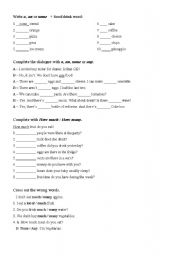 English Worksheet: a,an, some, any