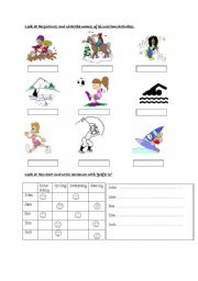 English worksheet: leisure time activities