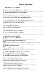 English Worksheet: passive voice test