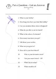 English Worksheet: Ask & Answer #2