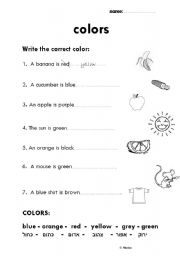 English Worksheet: colors