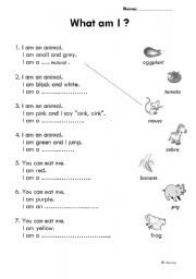 English Worksheet: What am I? - colors
