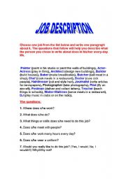 English Worksheet: JOB DESCRIPTION