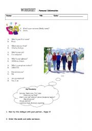 English worksheet: Giving Personal information